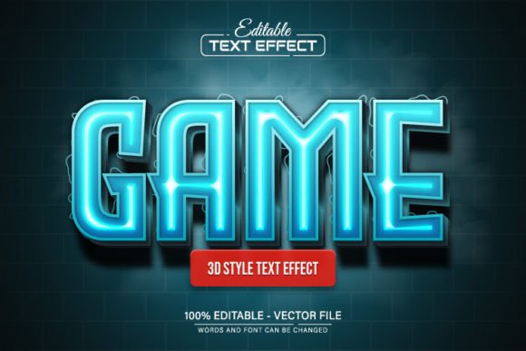 Game Blue Glowing Neon 3d Text Effect: A Dynamic Design Asset