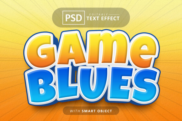 Game Blues Cartoon Style Text Effect: Bold & Editable