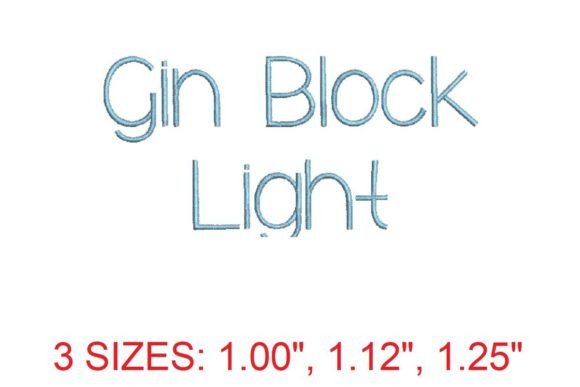 Gin Block Light Embroidery Font: Clean, Modern Lettering