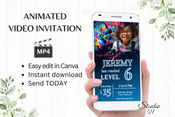 Level Up Your Party: The Gamer 6 Digital Invitation